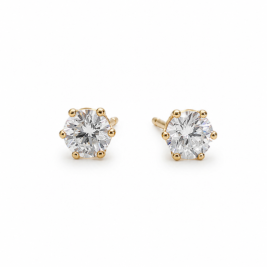 9K Gold Solitaire Stud Earrings