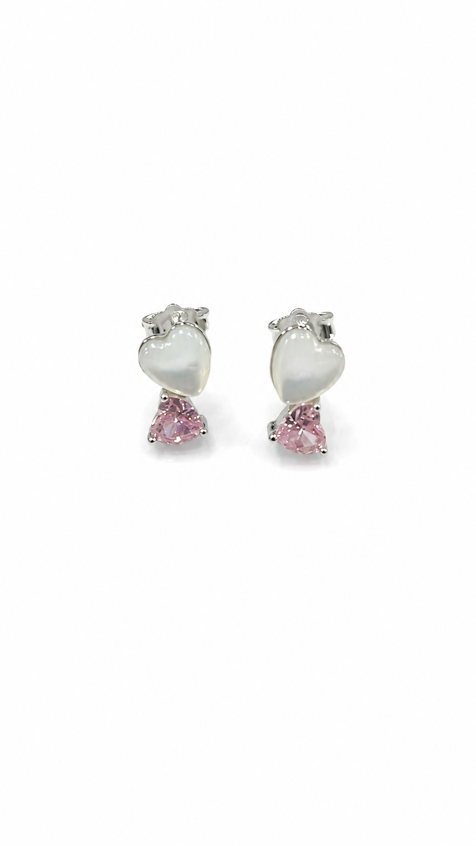 925 Silver Blush Heart Duo Studs