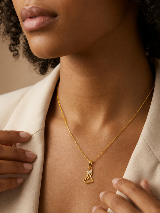 9K Gold Diamond Finger Heart Pendant