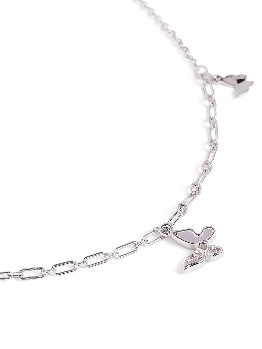 925 sterling silver anklet for women with adjustable chain, and elegant design