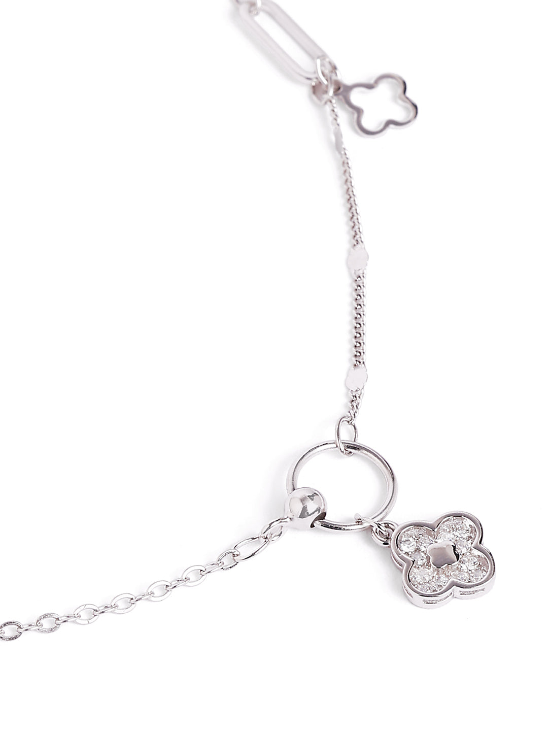925 sterling silver anklet for women with charms, adjustable chain, and elegant design
