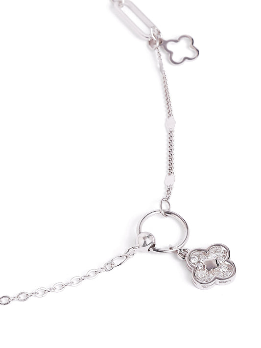 925 sterling silver anklet for women with charms, adjustable chain, and elegant design