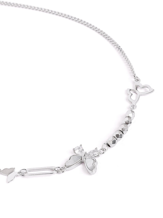 925 sterling silver anklet for women with adjustable chain, and elegant design
