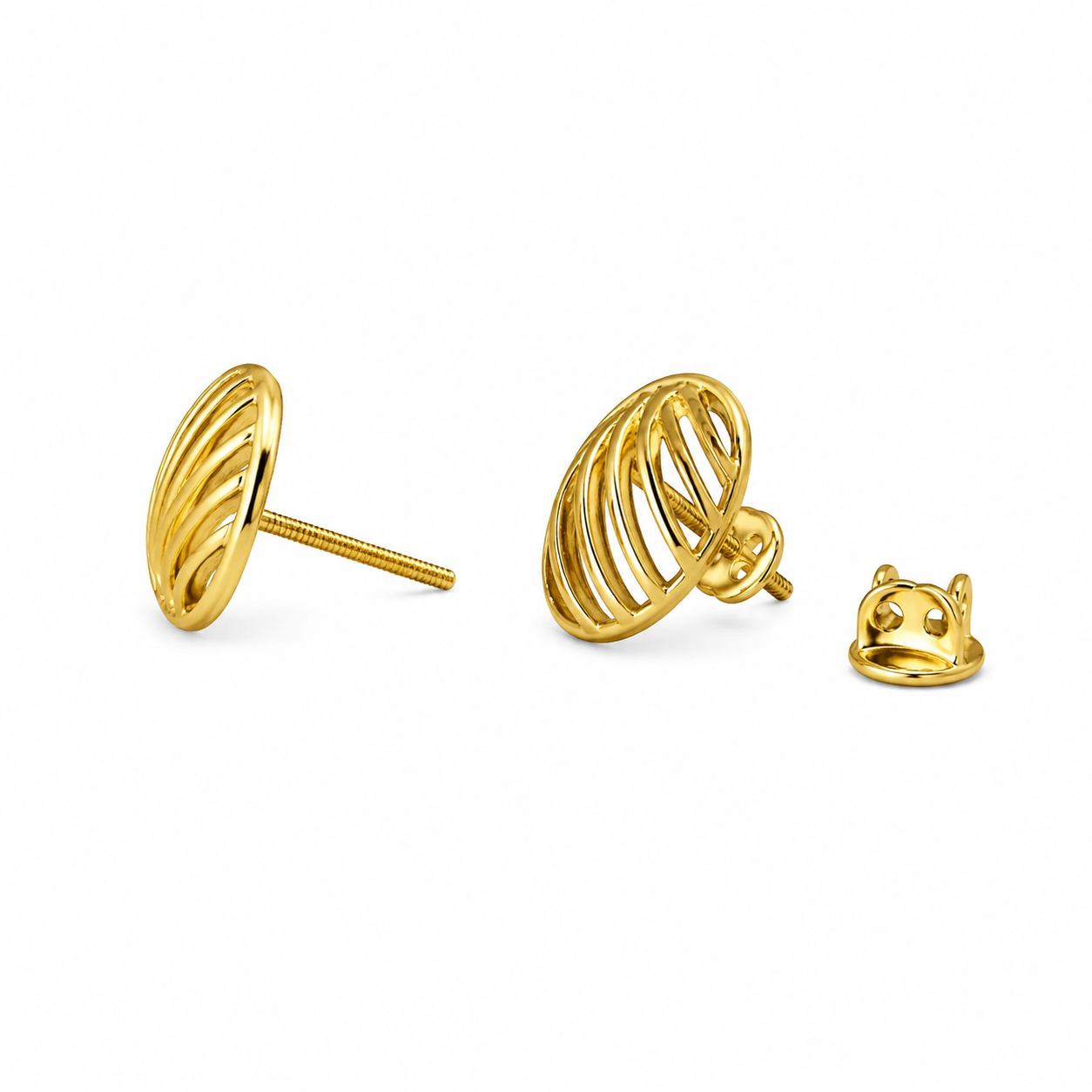 9K Gold Oval Stud Earrings