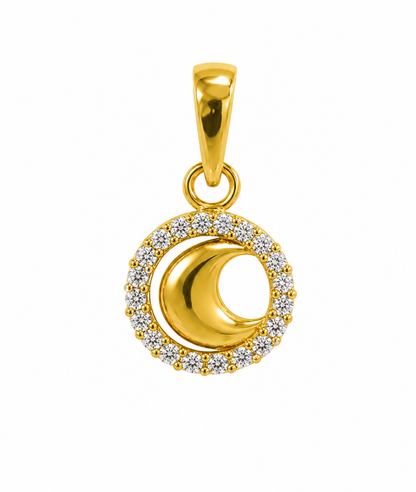 Crescent Moon Crystal Halo Pendant