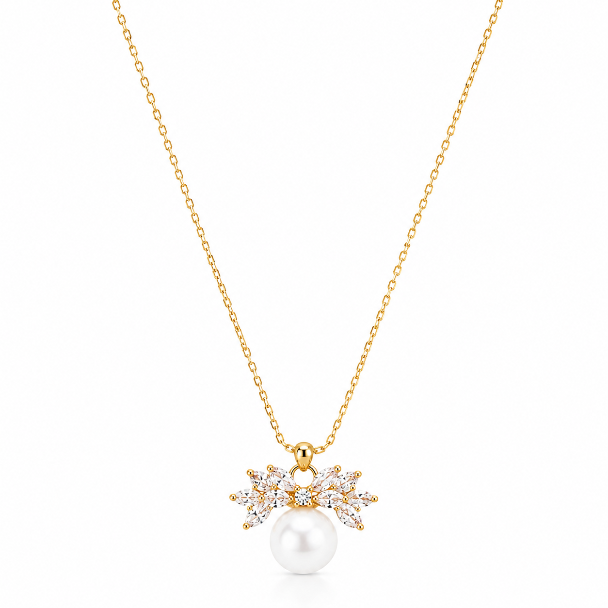 Silver Heavenly Pearl Wing Gold Necklace