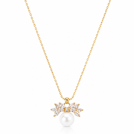 Silver Heavenly Pearl Wing Gold Necklace