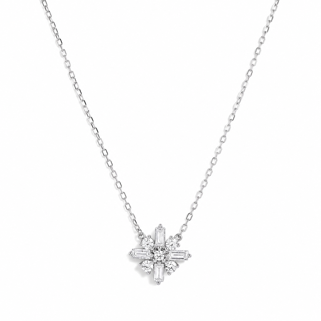Silver Crystal Snowflake Necklace