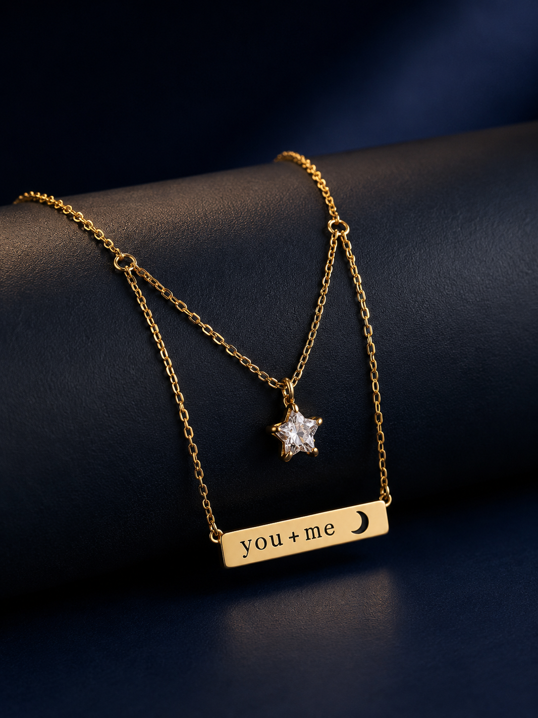 925 Silver Forever You + Me Star Gold Necklace