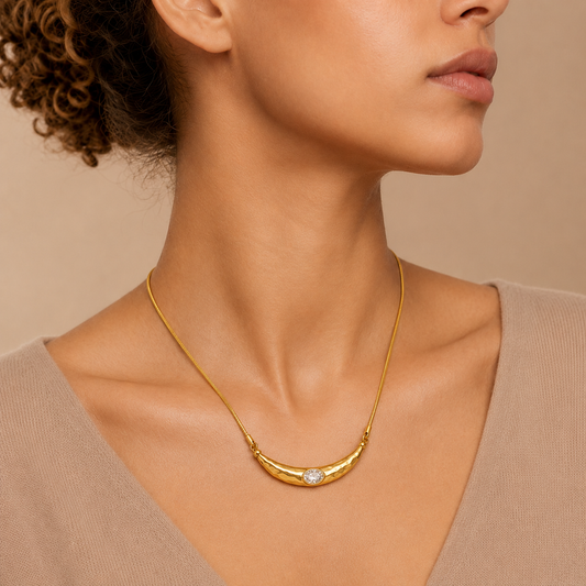 Demi Fine Luna Curve Crystal Necklace