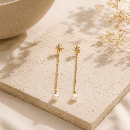 Celestial Pearl Drop Earrings
