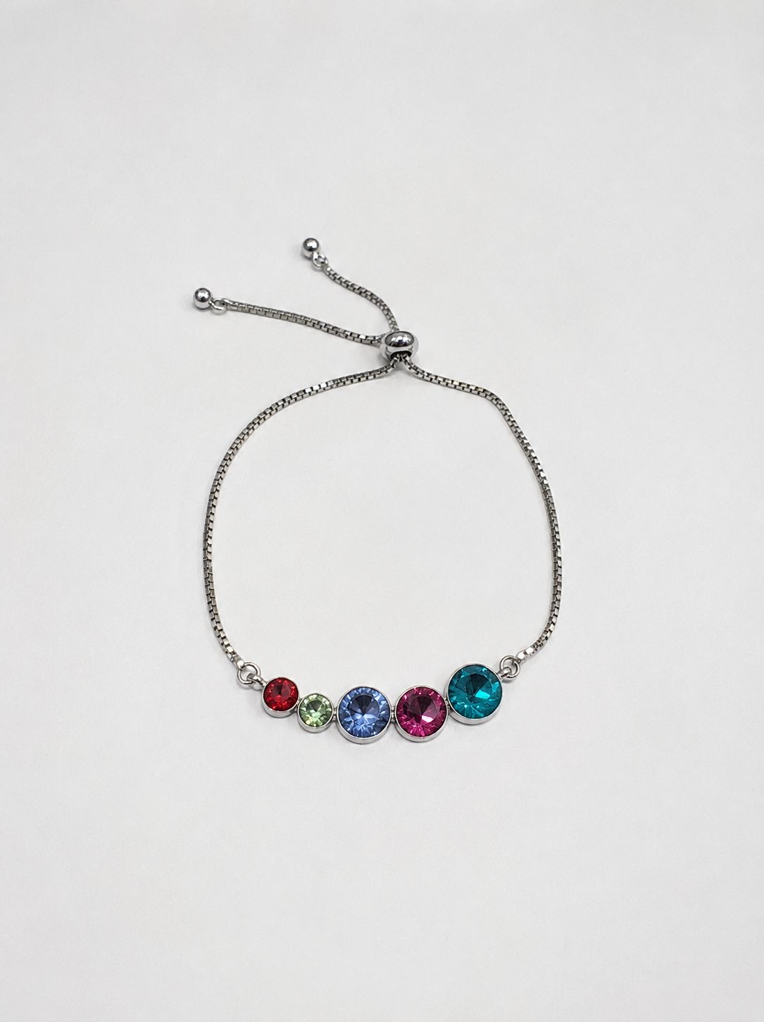 925 Silver Adjustable Rainbow Bracelet