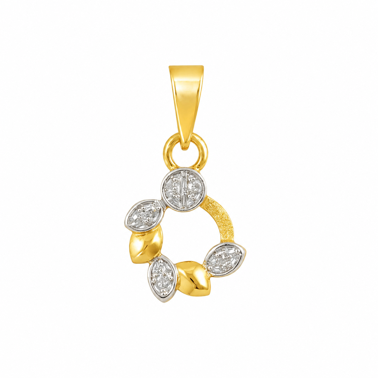 9K Gold Diamond Floral Circle Pendant