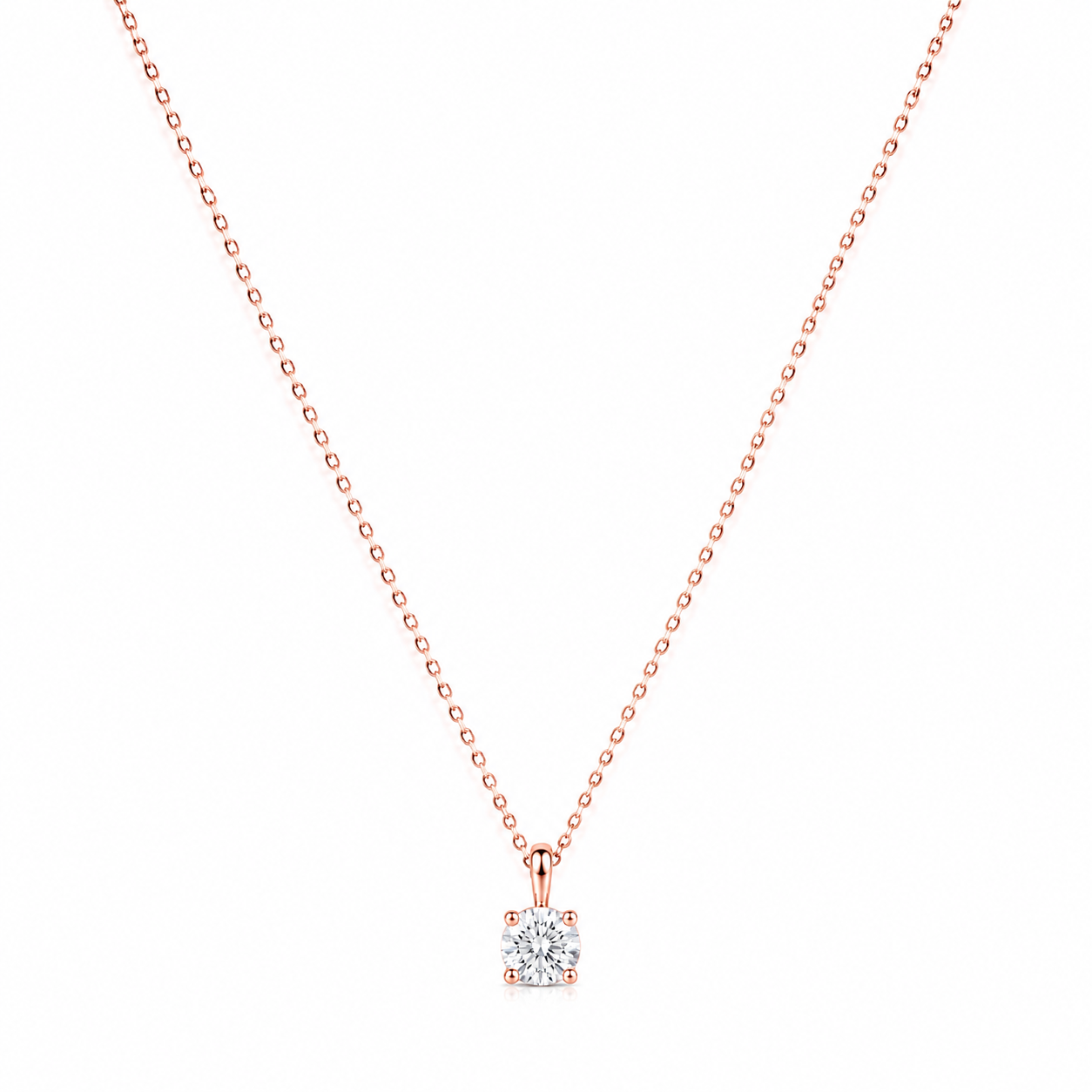 Silver Solitaire Rose gold Platted Necklace
