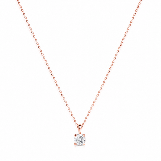 Silver Solitaire Rose gold Platted Necklace