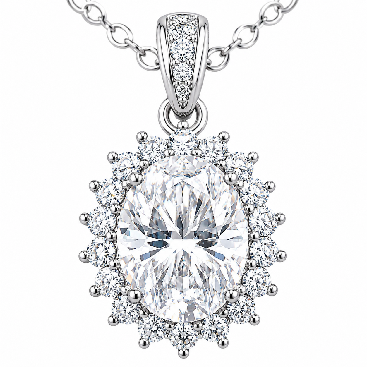 Silver Luxury Necklace with Sparkling Crystal