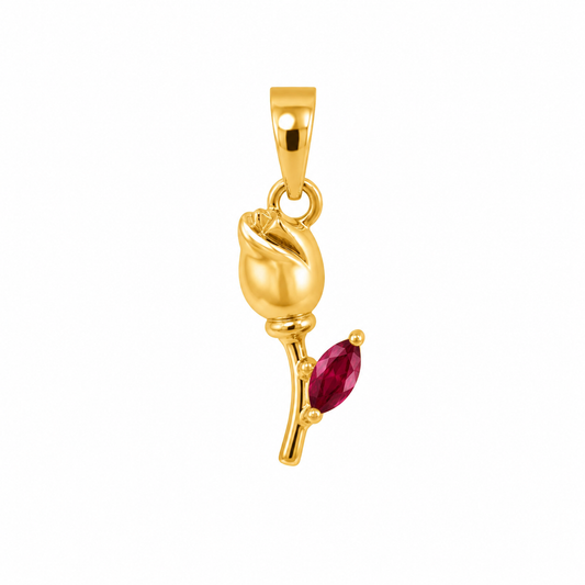 9K Gold Ruby Tulip Pendant