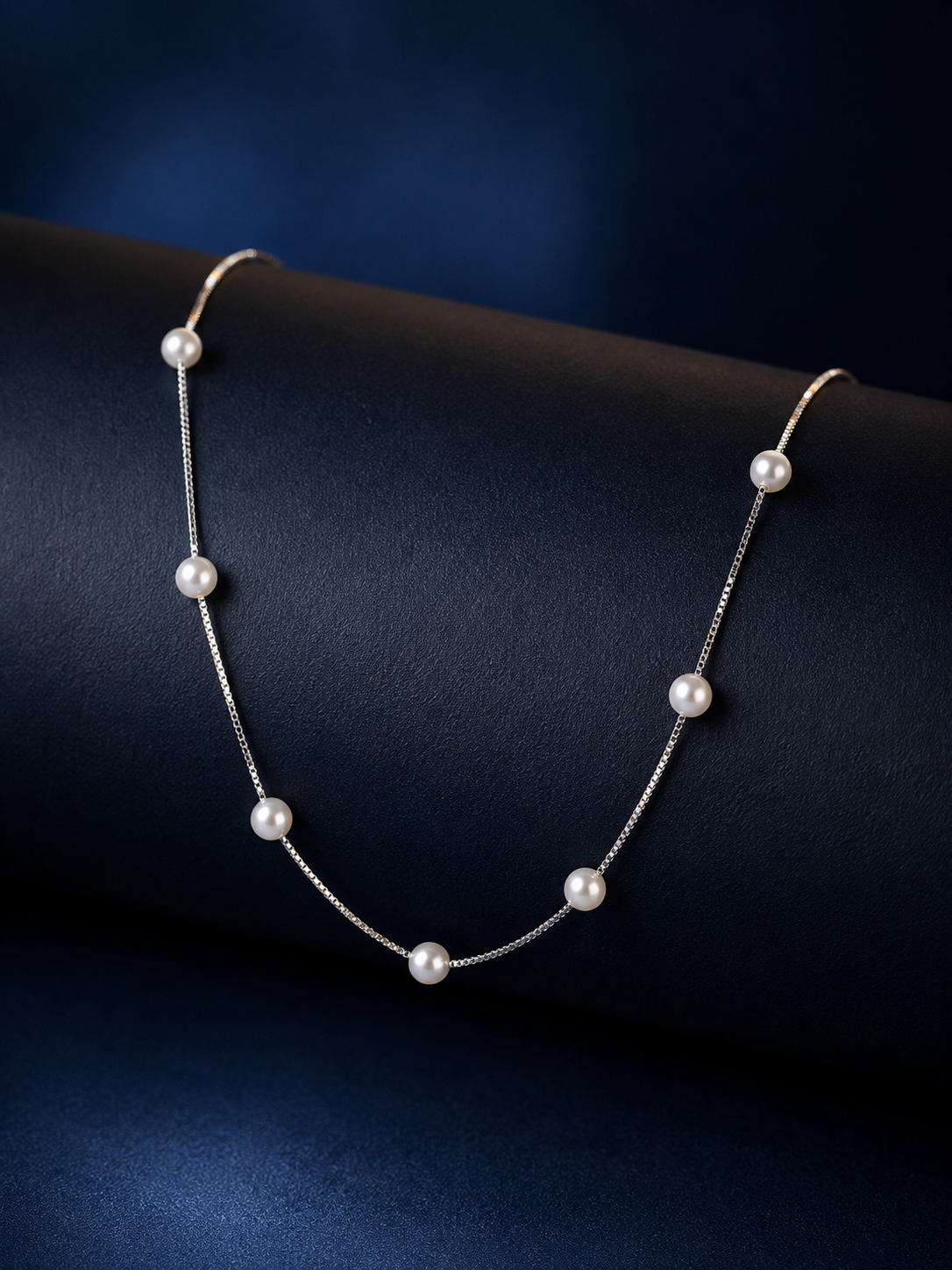 925 Silver Ethereal Pearl Station Necklace