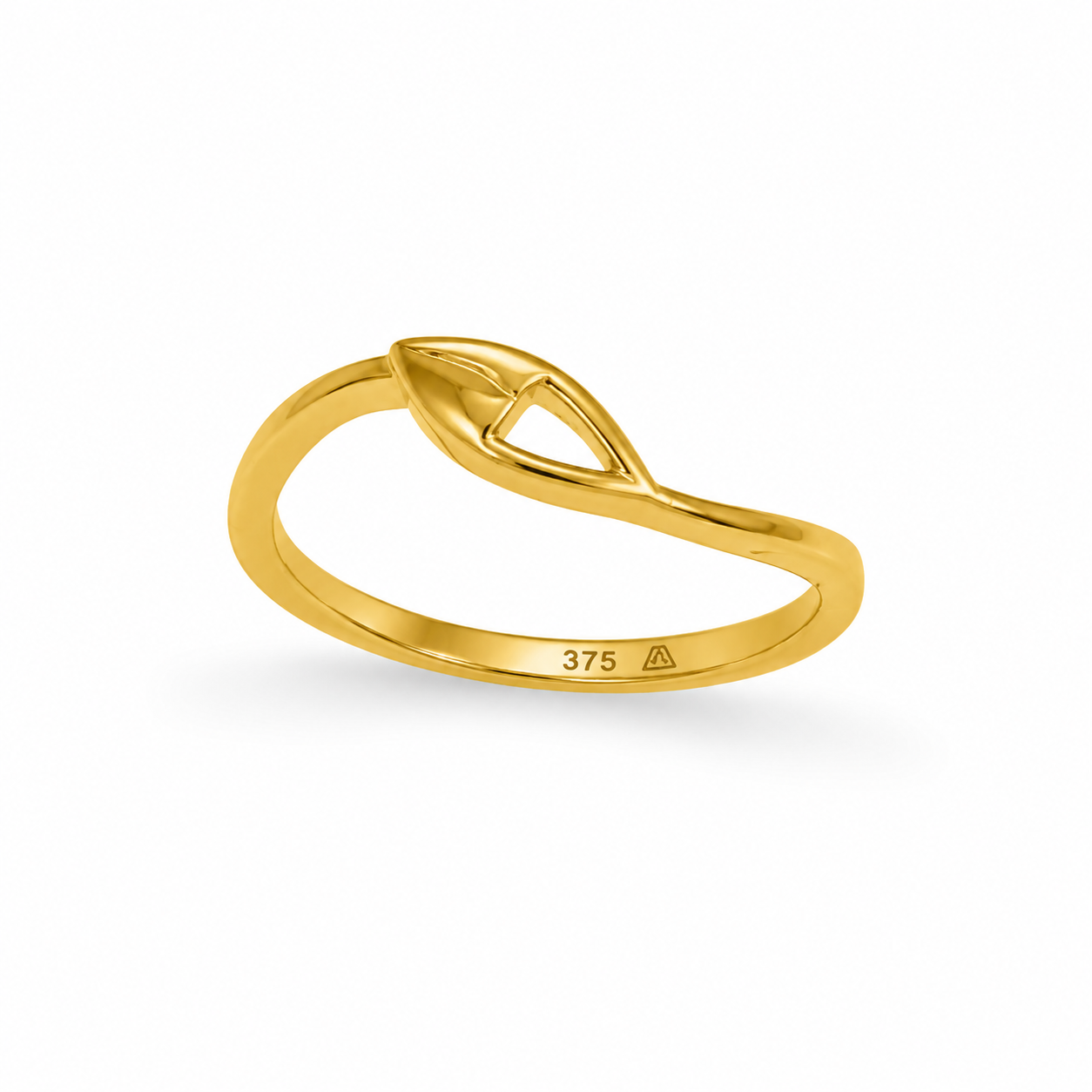 9K Gold Minimal Leaf Ring (Size - 12)