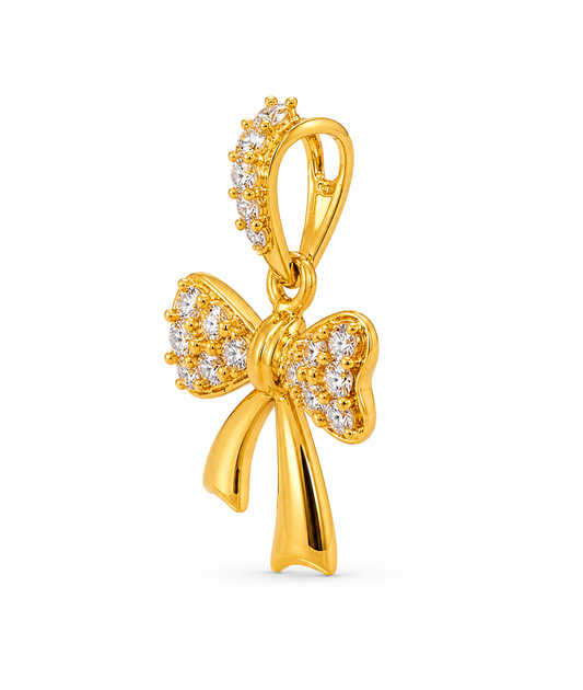 9K Gold Crystal Bow Pendant