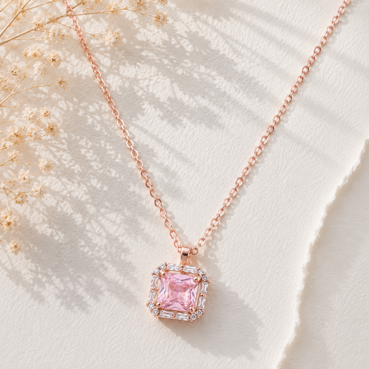 Silver Soft Pink Brilliance Necklace