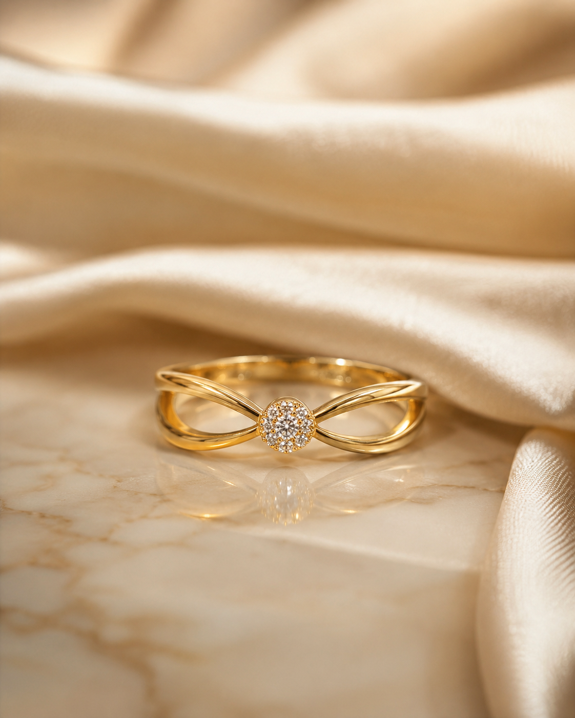 9K Gold Diamond Infinity Ring (Size - 13)