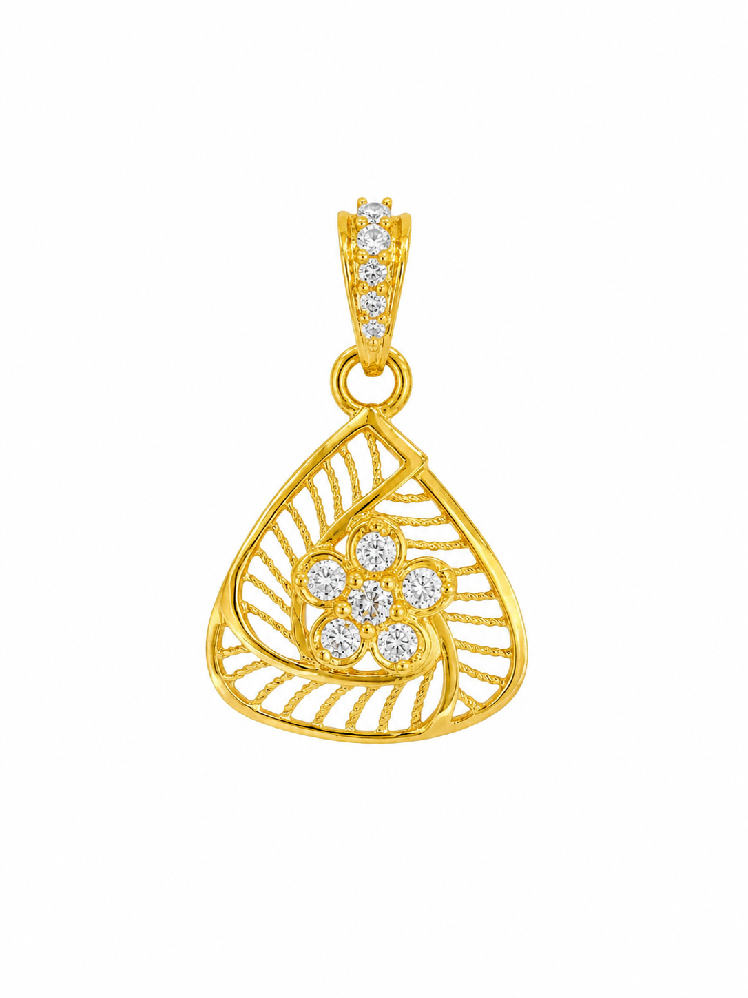 9K Gold Floral Triangle Pendant