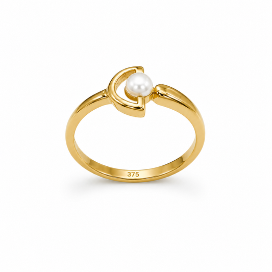 9K Gold Pearl Heart Twist Ring (Size -11)