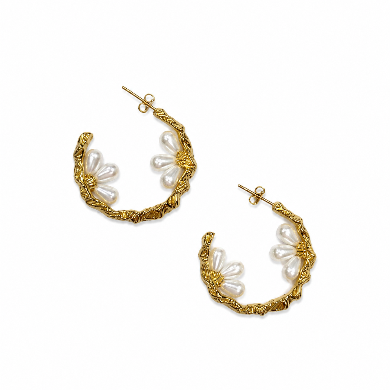 Demi Fine Pearl Bloom Hoop Earrings
