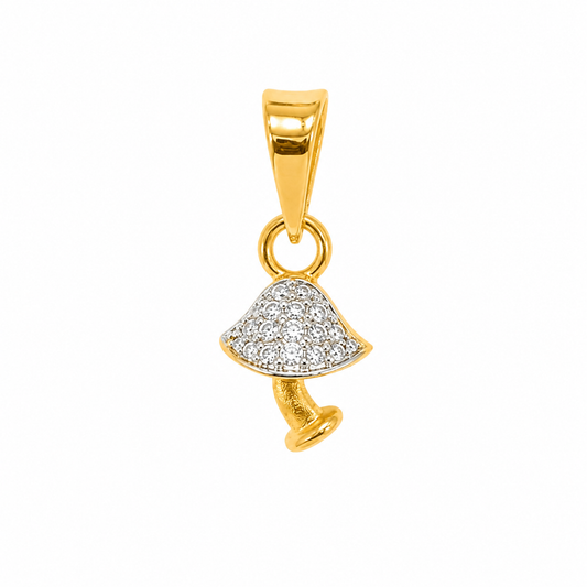 9K Gold Diamond Mushroom Pendant