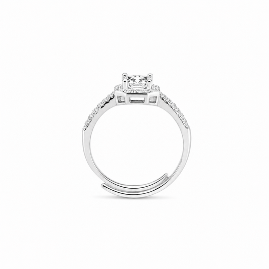 Silver Luxe Cushion Adjustable Ring