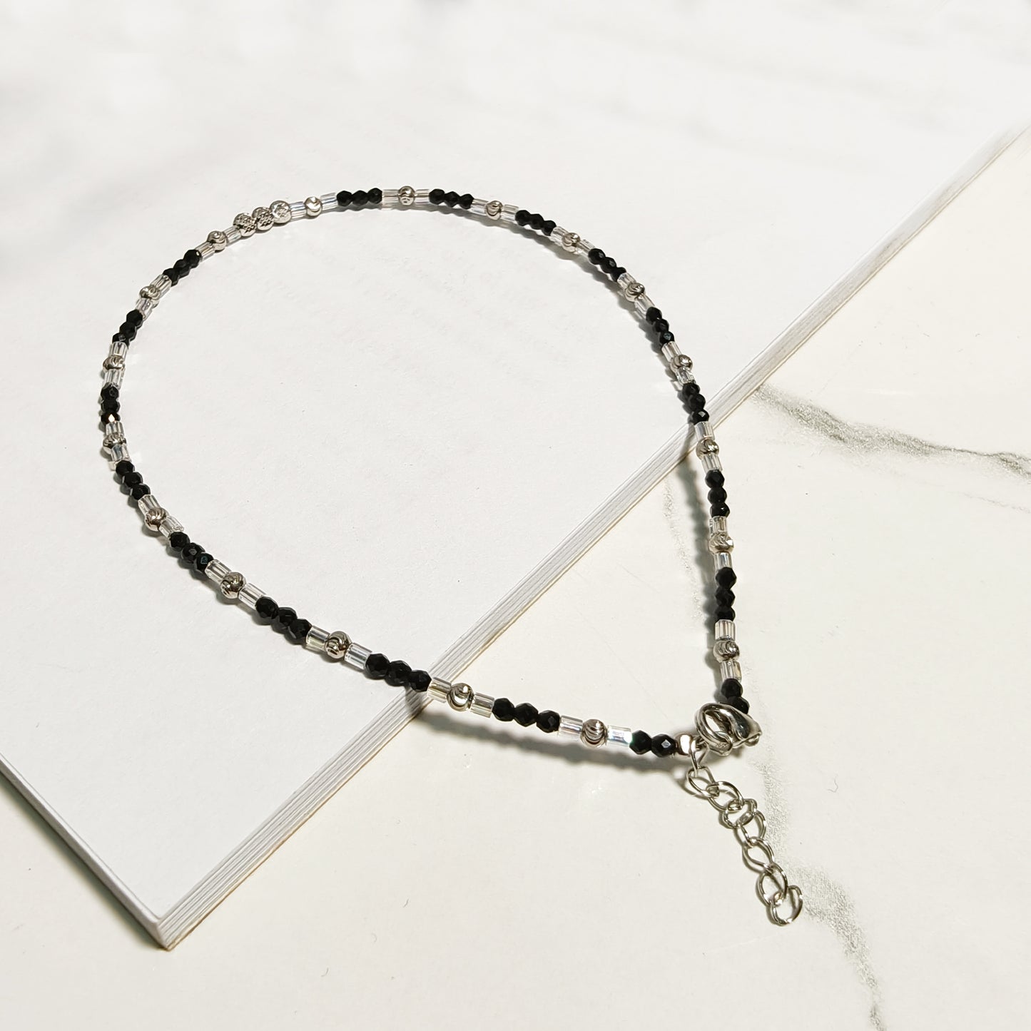 Silver Beaded Anklet