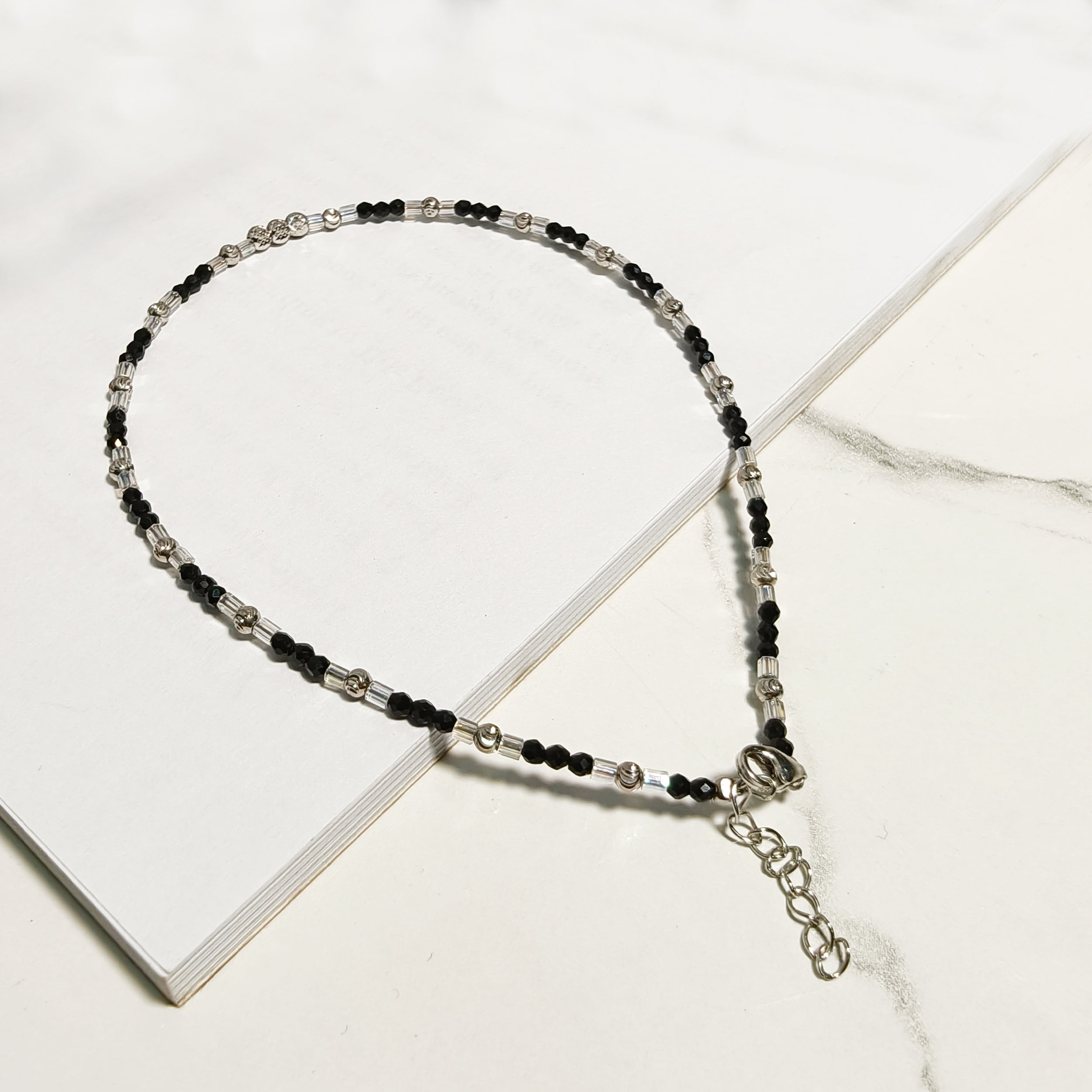 Silver Beaded Anklet