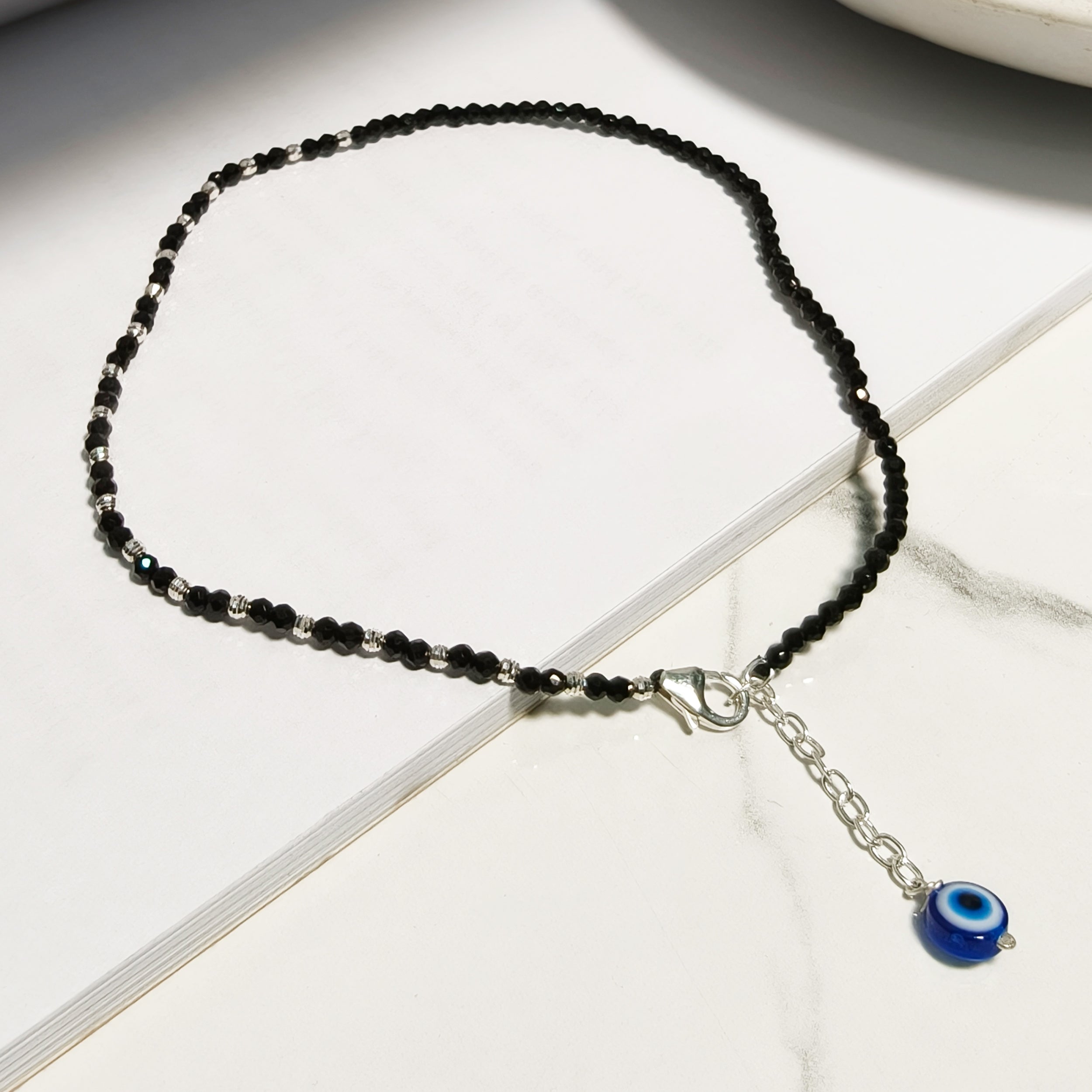 Minimal Evil Eye Charm Anklet