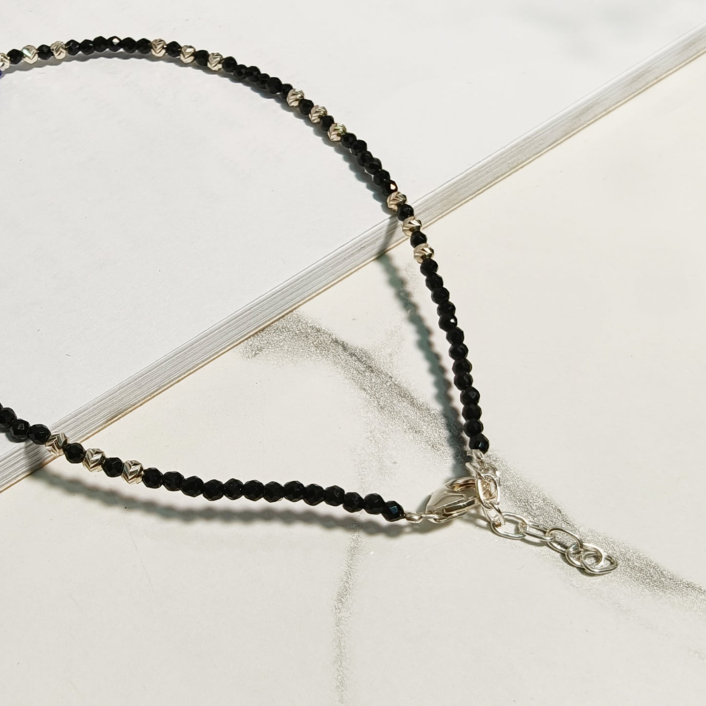 Evil Eye Black Silver Bead Anklet