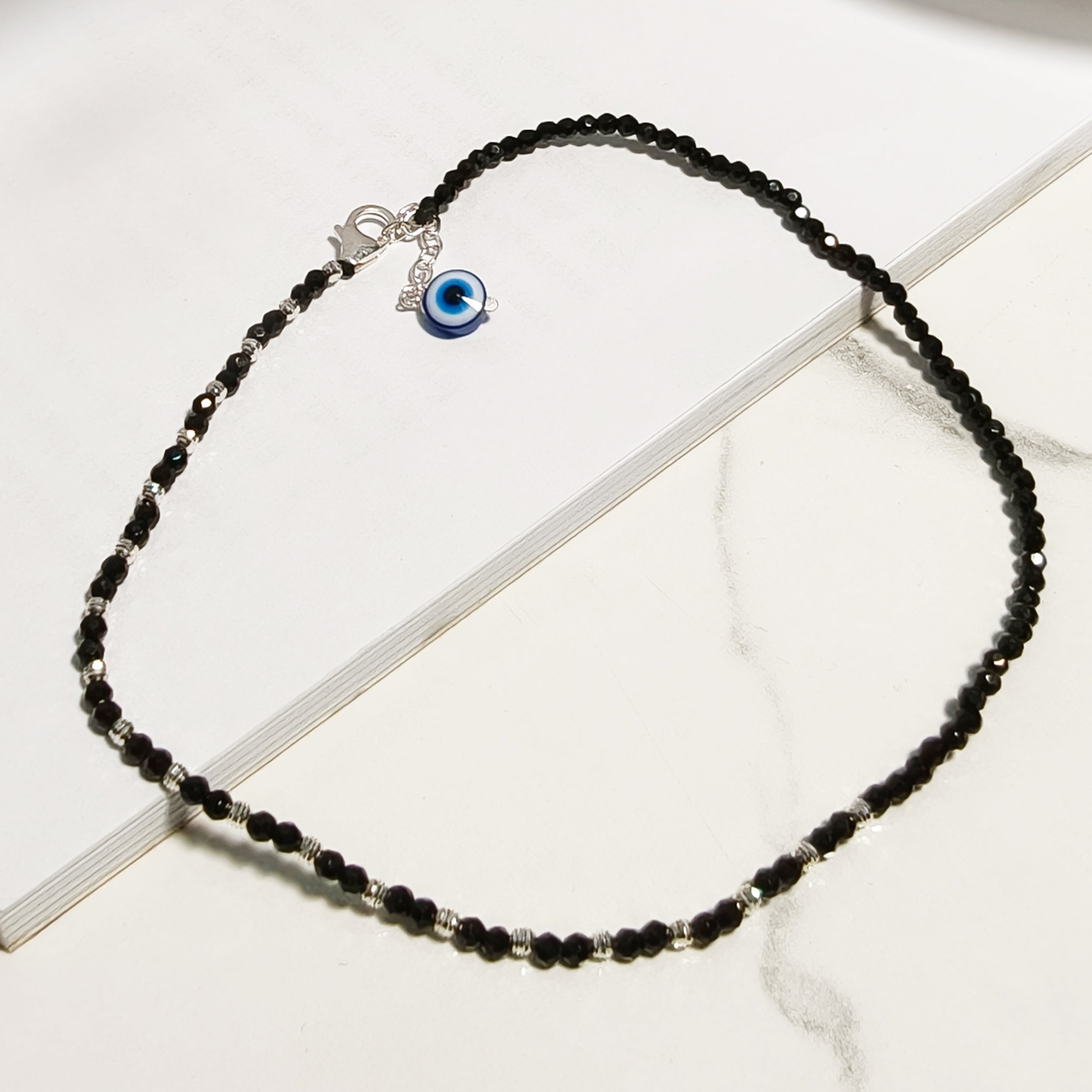 Minimal Evil Eye Charm Anklet