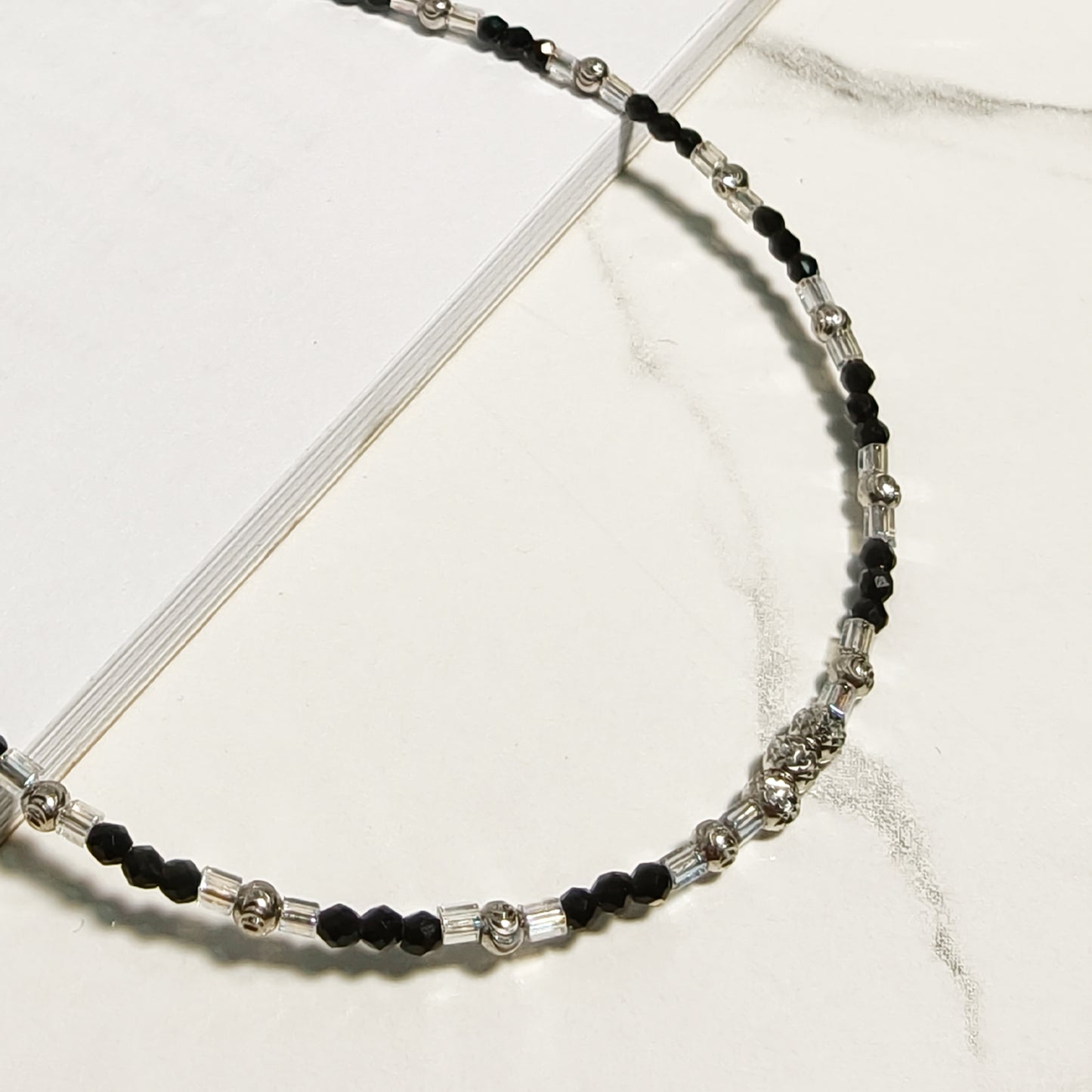 Silver Beaded Anklet