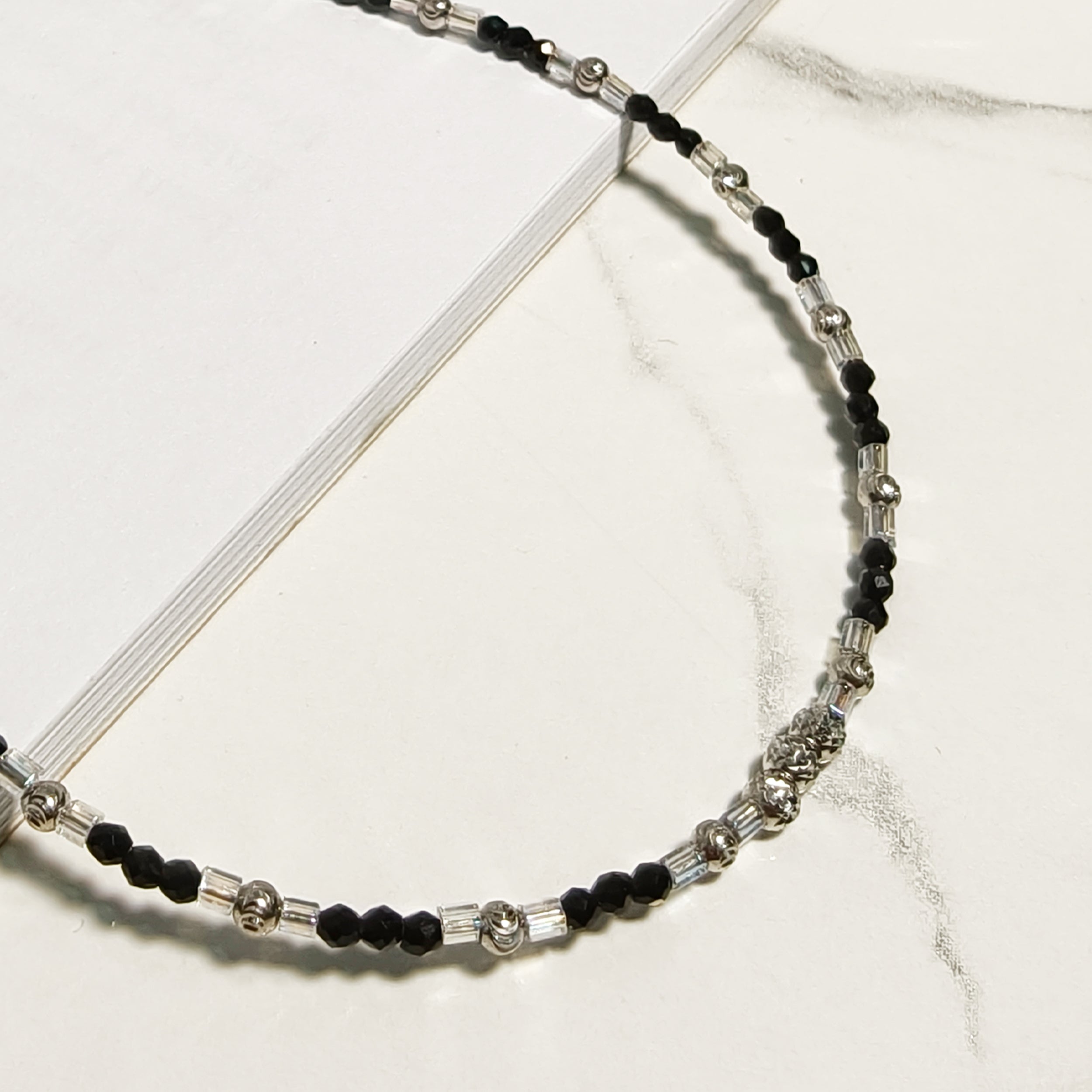 Silver Beaded Anklet