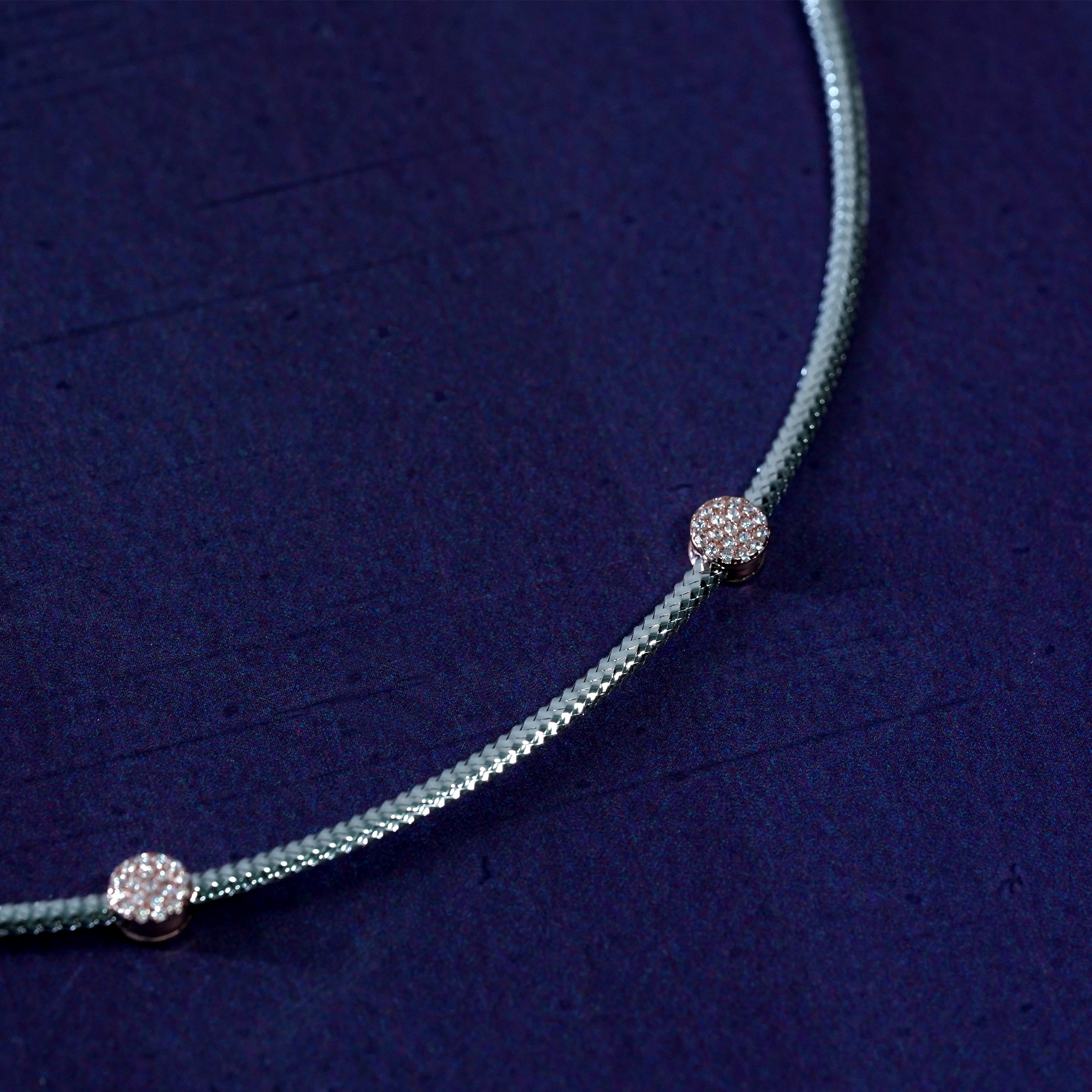 Silver Glam Trio Diamond Bead Necklace