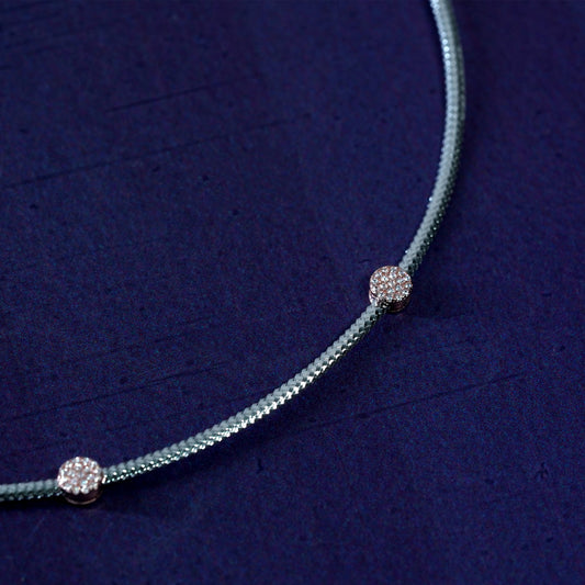 Silver Glam Trio Diamond Bead Necklace