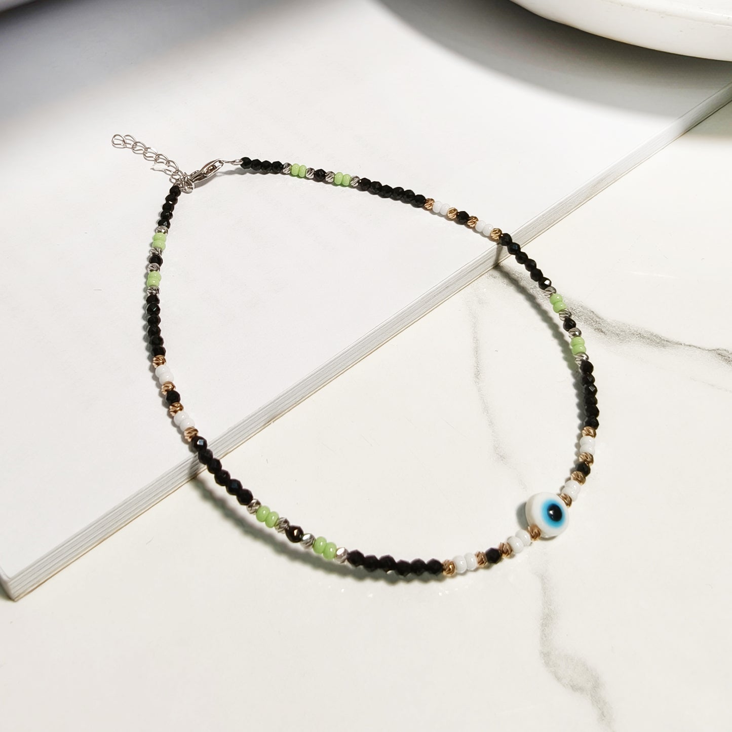 Green & Black Evil Eye Anklet