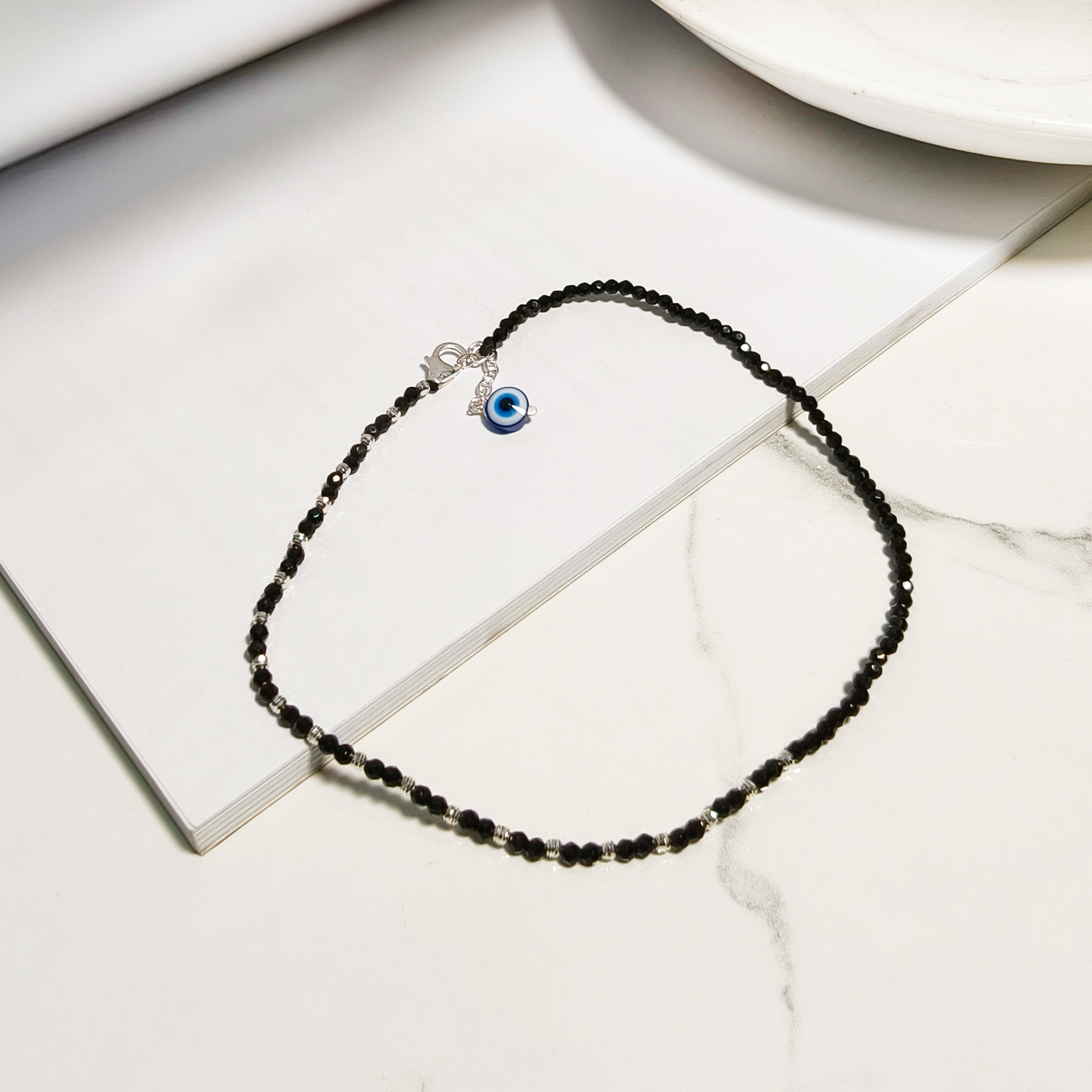 Minimal Evil Eye Charm Anklet