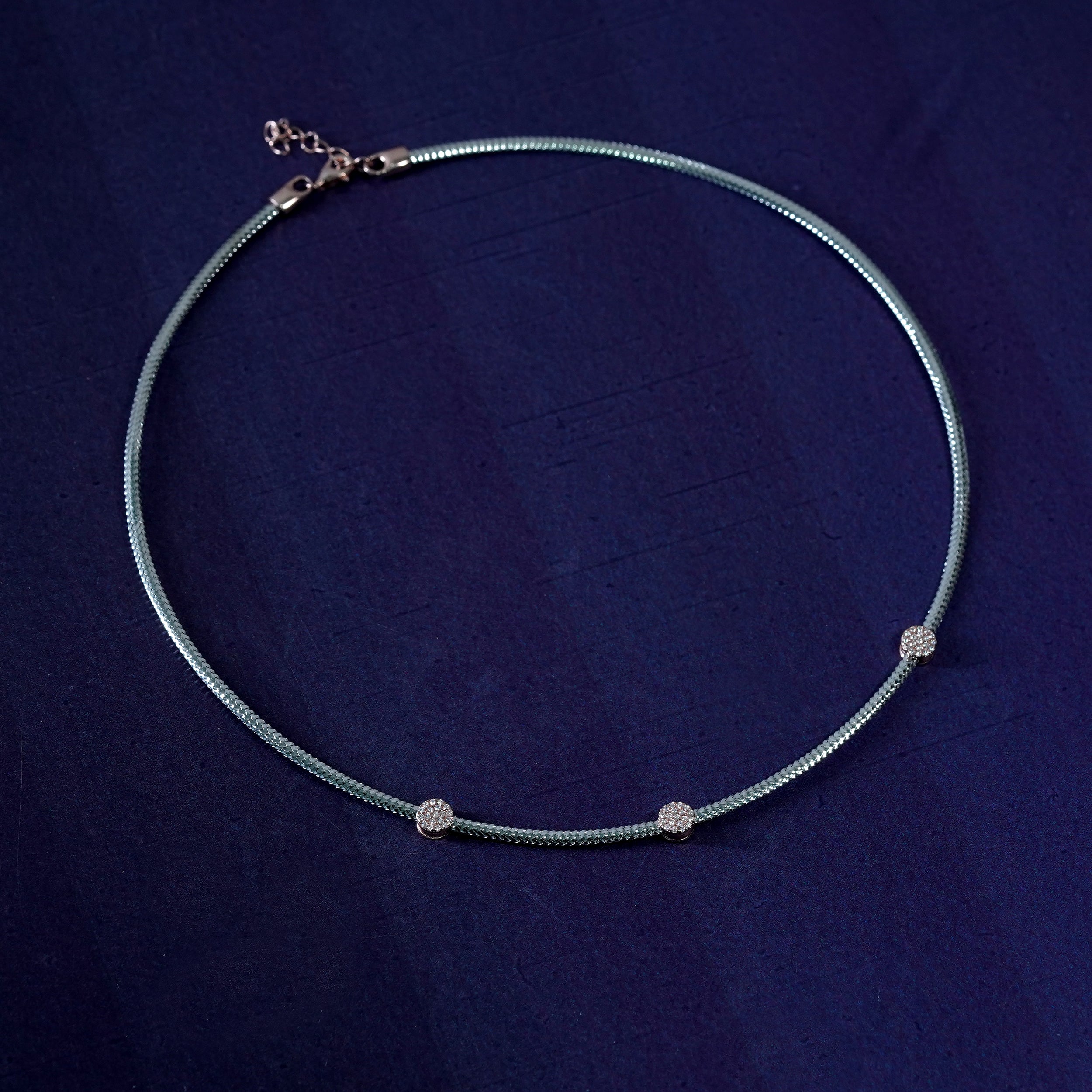 Silver Glam Trio Diamond Bead Necklace