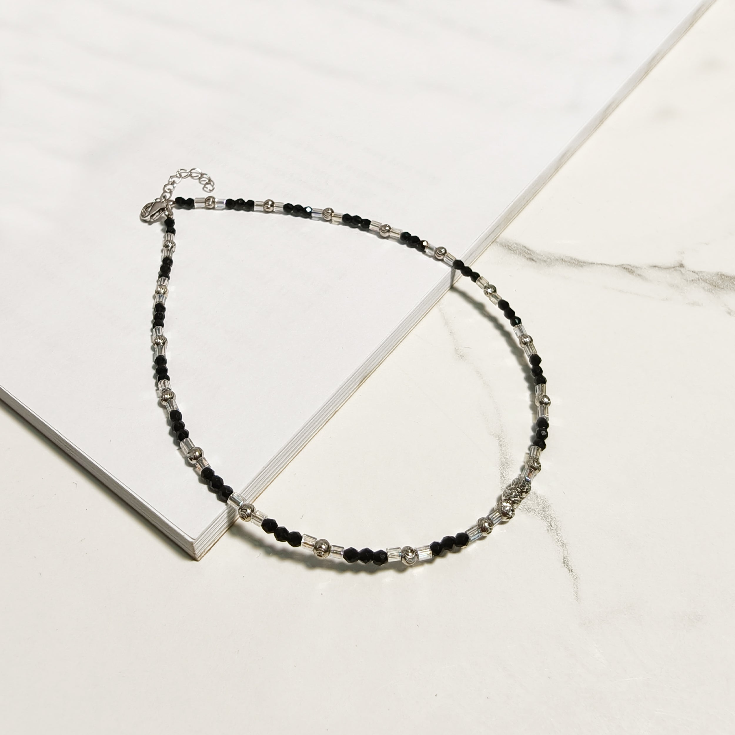 Silver Beaded Anklet