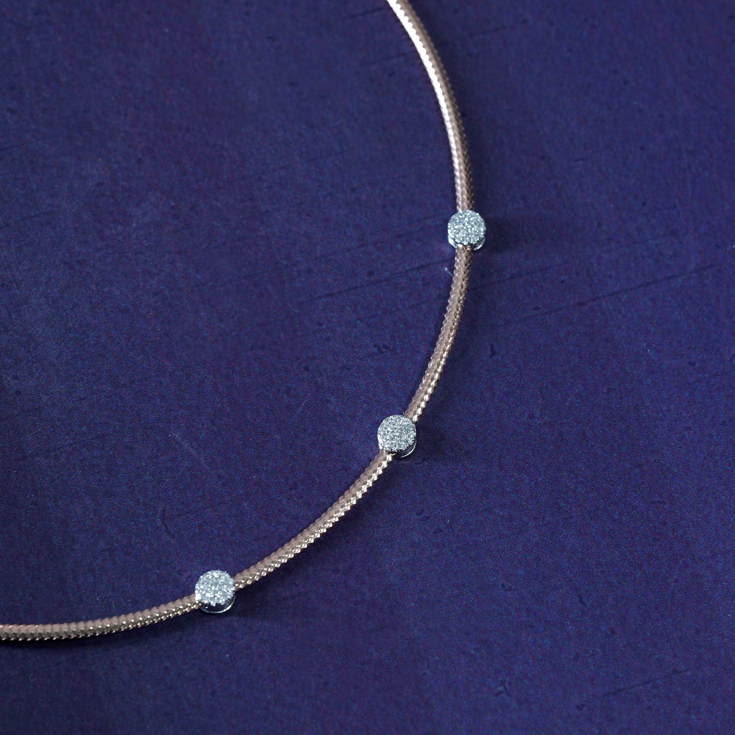 Rose Gold Trio Diamond Bead Necklace