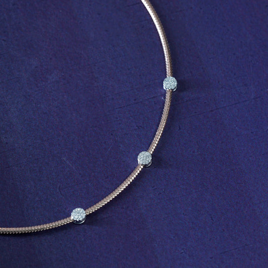 Rose Gold Trio Diamond Bead Necklace