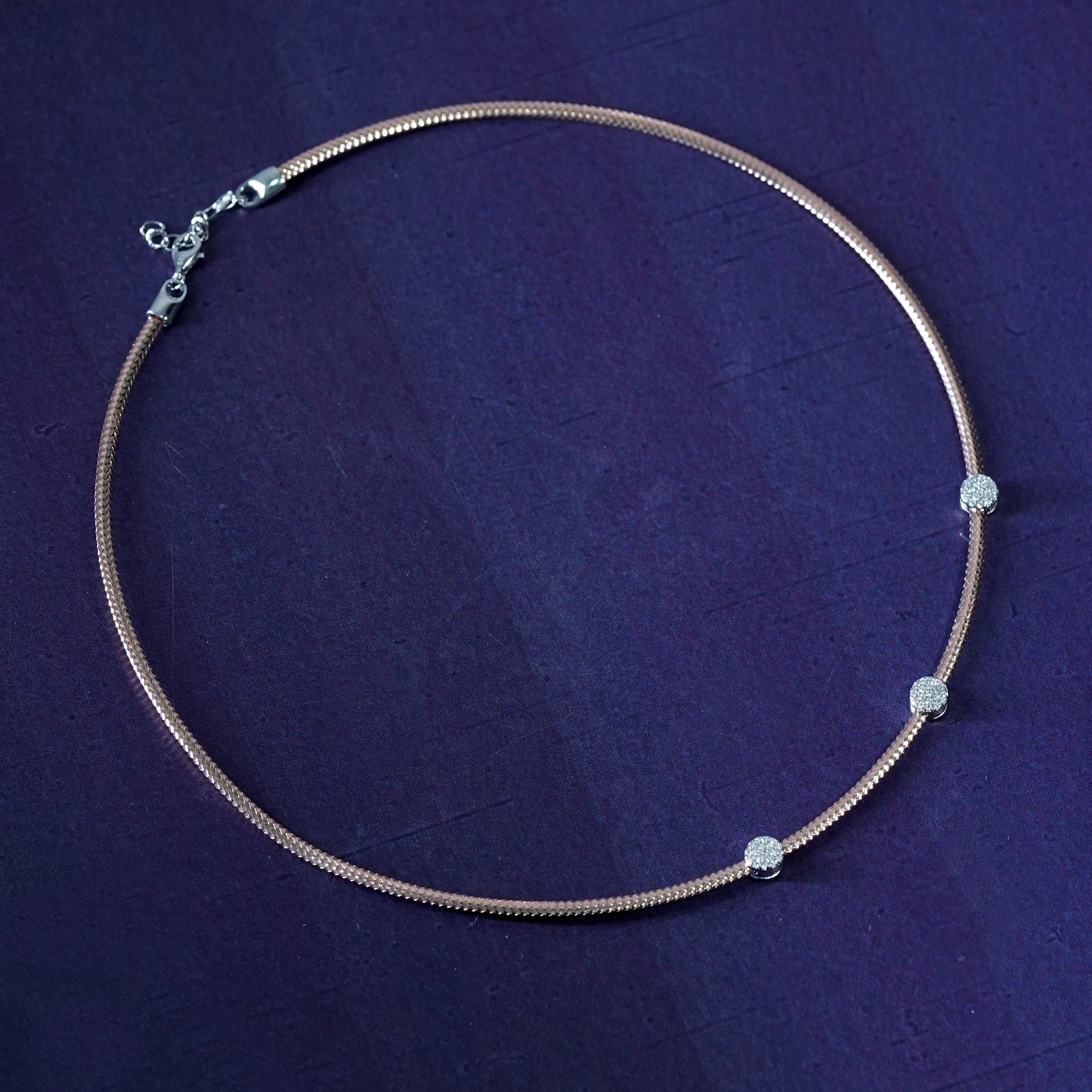 Rose Gold Trio Diamond Bead Necklace
