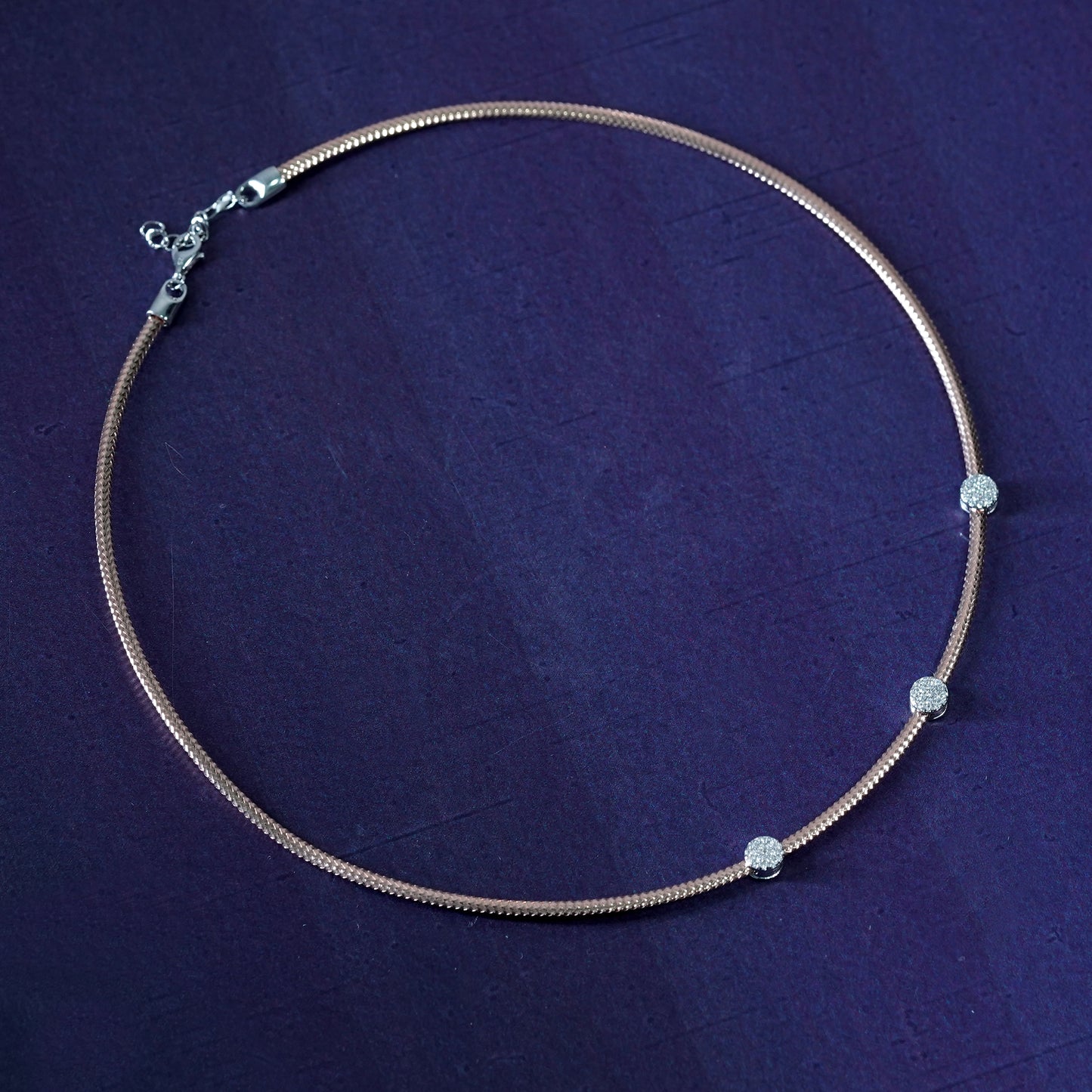 Rose Gold Trio Diamond Bead Necklace