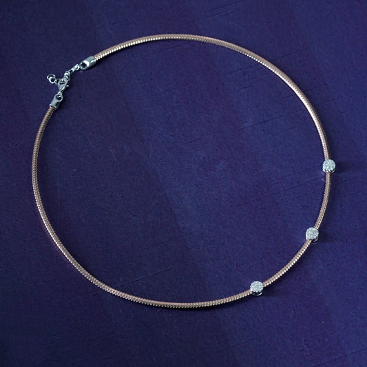 Rose Gold Trio Diamond Bead Necklace