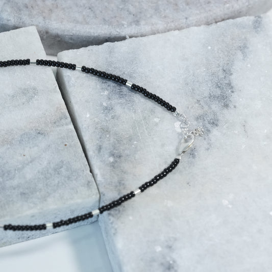 Black & Blue Beaded Evil Eye Anklet